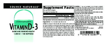 Source Naturals Vitamin D-3 1,000 IU - supplement