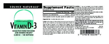 Source Naturals Vitamin D-3 2,000 IU - supplement