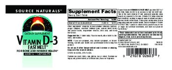 Source Naturals Vitamin D-3 Fast Melt 2,000 IU - supplement