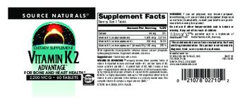 Source Naturals Vitamin K2 Advantage 2,200 mcg - supplement