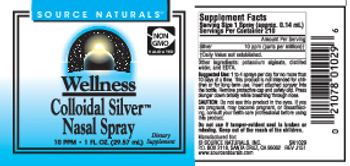 Source Naturals Wellness Colloidal Silver Nasal Spray 10 PPM - supplement