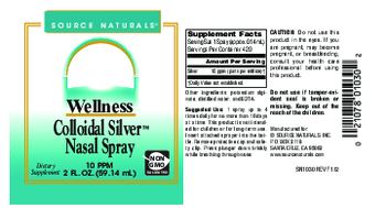 Source Naturals Wellness Colloidal Silver Nasal Spray 10 PPM - supplement