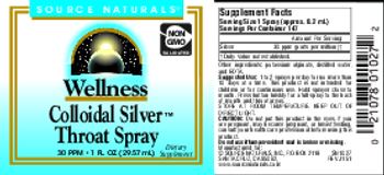 Source Naturals Wellness Colloidal Silver Throat Spray 30 PPM - supplement