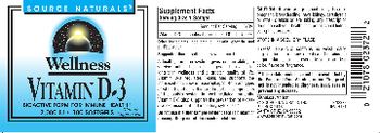 Source Naturals Wellness Vitamin D-3 2,000 IU - supplement