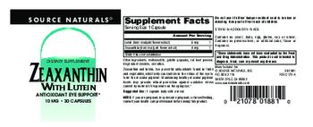 Source Naturals Zeaxanthin With Lutein 10 mg - supplement