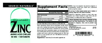Source Naturals Zinc Amino Acid Chelate 50 mg - supplement
