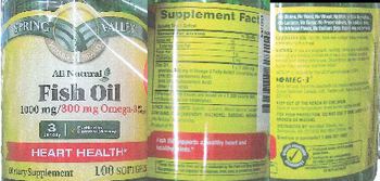 Spring Valley All Natural Fish Oil 1000 mg/300 mg Omega-3 - supplement