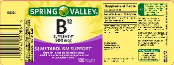Spring Valley B12 Supplement 500 mcg - these statements have not been evaluated by the food and drug administration this product is not int