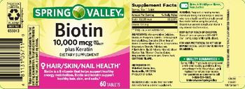 Spring Valley Biotin 10,000 mcg plus Keratin - supplement