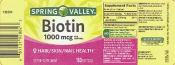Spring Valley Biotin 1000 mcg - supplement