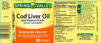 Spring Valley Cod Liver Oil Plus Vitamins A & D3 - supplement