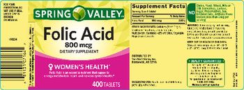 Spring Valley Folic Acid 800 mcg - supplement