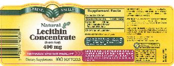 Spring Valley Natural Lecithin Concentrate (From Soy) 400 mg - supplement