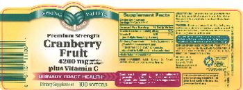 Spring Valley Premium Strength Cranberry Fruit 4200 mg Plus Vitamin C - supplement