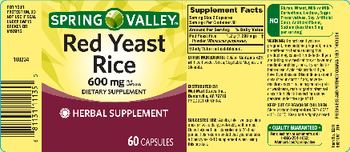 Spring Valley Red Yeast Rice - herbal supplement