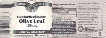 Spring Valley Standardized Extract Olive Leaf 150 mg - herbal supplement