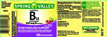 Spring Valley Sublingual B12 Supplement 500 mcg Natural Cherry Flavor - 