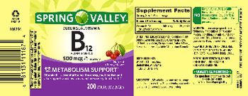 Spring Valley Sublingual Vitamin B12 Supplement 500 mcg Natural Cherry Flavor - sublingual vitamin b12 supplement 500 mcg