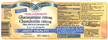 Spring Valley Triple Strength Glucosamine 1500 mg Chondroitin 1200 mg Plus MSM & Vitamin D3 - supplement