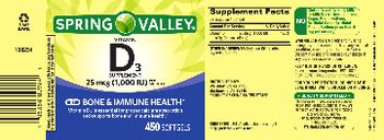 Spring Valley Vitamin D3 Supplement 25 mcg (1,000 IU) - 