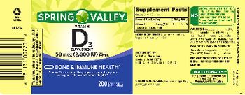 Spring Valley Vitamin D3 Supplement 50 mcg (2,000 IU) - vitamin d3 supplement 50 mcg 2000 iu