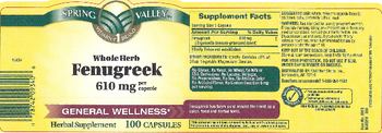 Spring Valley Whole Herb Fenugreek 610 mg - herbal supplement