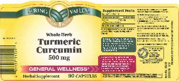 Spring Valley Whole Herb Turmeric Curcumin 500 mg - herbal supplement