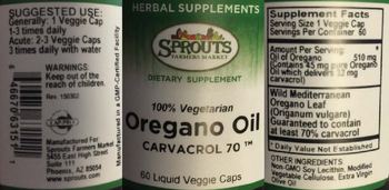 Sprouts Farmers Market Oregano Oil - supplement