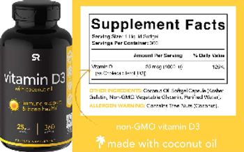 SR SportsResearch Vitamin D3 25 mcg (1000 IU) - supplement