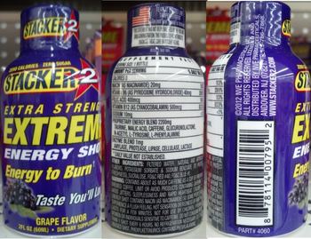 Stacker 2 Extra Strangth Extreme Energy Shot Grape Flavor - 