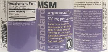 Standard Vitamins MSM 500 mg - supplement