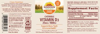 Sundown Chewable Vitamin D3 25 mcg 1000 IU Strawberry-Banana Flavored - vitamin supplement