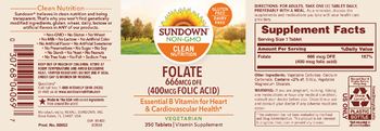 Sundown Folate 666 mcg DFE (400 mcg Folic Acid) - vitamin supplement