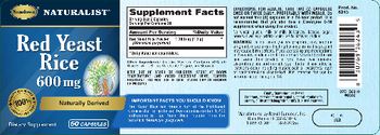 Sundown Naturalist Red Yeast Rice 600 mg - supplement