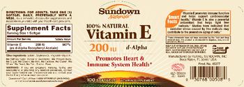 Sundown Naturals 100% Natural Vitamin E 200 IU - vitamin supplement