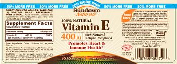 Sundown Naturals 100% Natural Vitamin E 400 IU - vitamin supplement