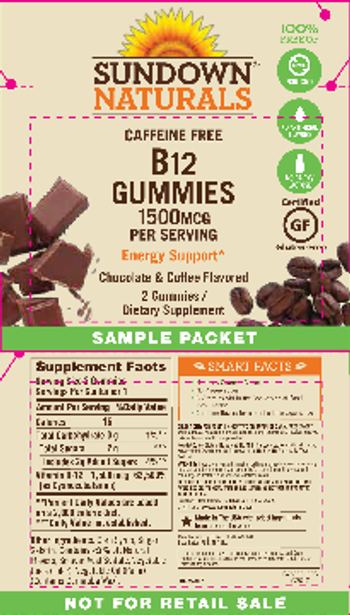 Sundown Naturals B12 Gummies 1500 mcg Chocolate & Coffee Flavored - supplement