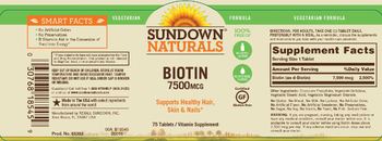 Sundown Naturals Biotin 7500 mcg - vegetarian formula