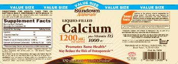 Sundown Naturals Calcium 1200 mg Plus Vitamin D3 1000 IU - supplement