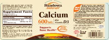 Sundown Naturals Calcium 600 mg Plus Vitamin D3 - supplement
