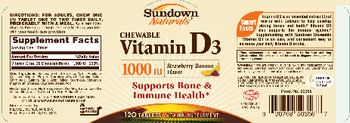 Sundown Naturals Chewable Vitamin D3 1000 IU Strawberry-Banana Flavor - vitamin supplement