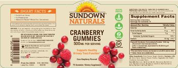 Sundown Naturals Cranberry Gummies  500 mg Cran-Raspberry Flavored - supplement
