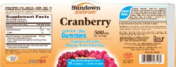 Sundown Naturals Cranberry Gummies 500 mg Delicious Cran-Raspberry Flavor - supplement