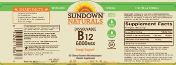 Sundown Naturals Dissolvable B12 6000 mcg Cherry Flavored - vitamin supplement