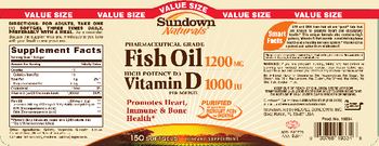 Sundown Naturals Fish Oil 1200 mg Vitamin D 1000 IU - supplement