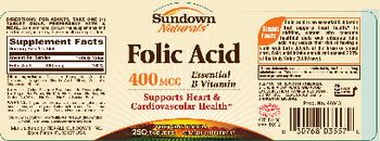 Sundown Naturals Folic Acid 400 mcg - vitamin supplement