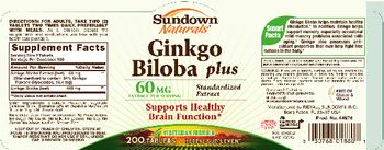 Sundown Naturals Ginkgo Biloba Plus - herbal supplement