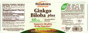 Sundown Naturals Ginkgo Biloba Plus 60 mg - herbal supplement