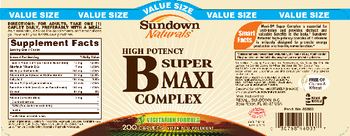 Sundown Naturals High Potency B Super Maxi Complex - vitamin supplement