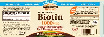 Sundown Naturals High Potency Biotin 1000 mcg - vitamin supplement